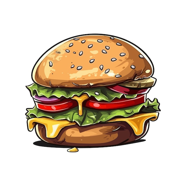 Ilustración de vector de hamburguesa deliciosa grande