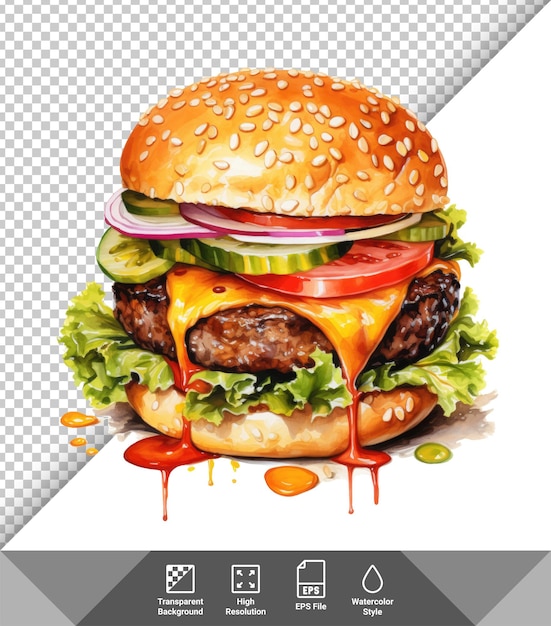 Ilustración de vector de hamburguesa hamburguesa con queso con carne queso tomate cebolla pepino lechuga oni
