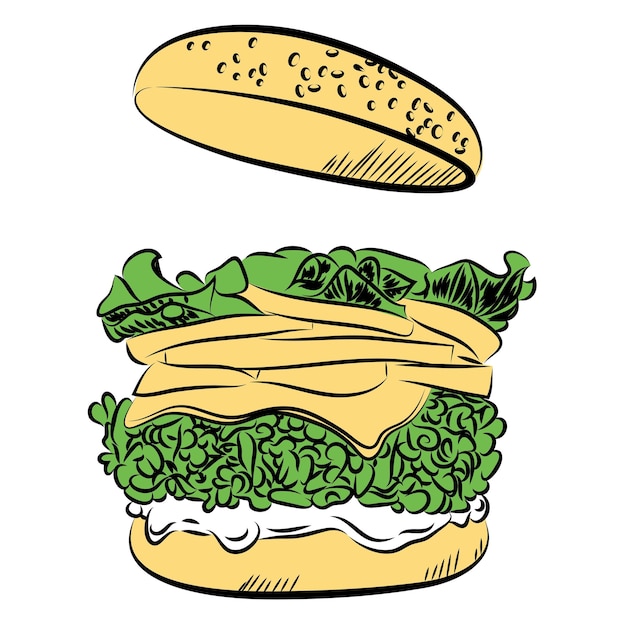 Ilustración de vector de hamburguesa.