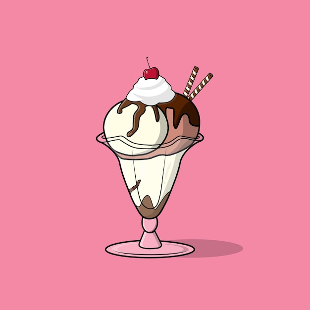 Ilustración de vector de helado sundae