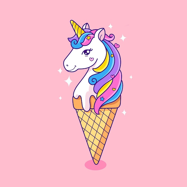 Ilustración de vector de helado de unicornio unicone