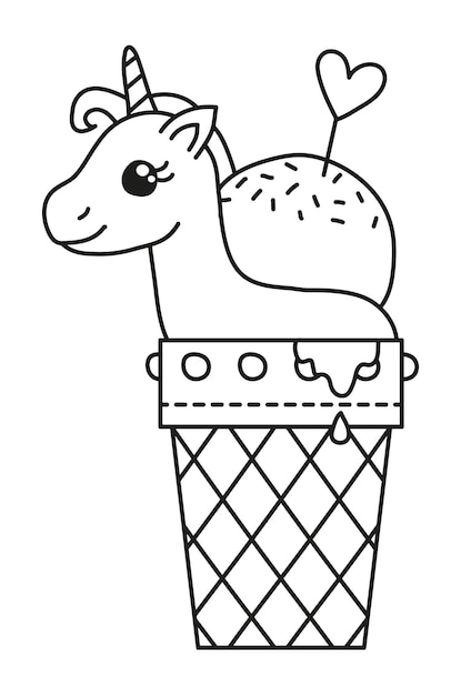 Ilustración de vector de helado de unicornio