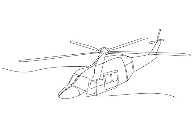 Ilustración de vector de helicóptero de dibujo de línea continua