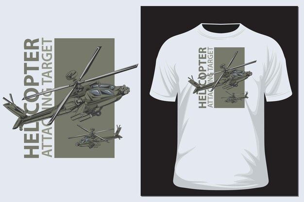 Ilustración de vector de helicóptero verde para cartel de camiseta y pegatina