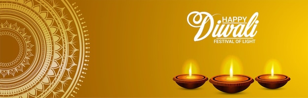 Ilustración de vector hermoso de banner de celebración de feliz diwali