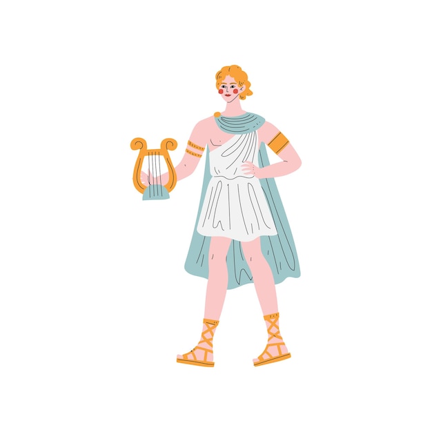 Ilustración de vector de héroe de la mitología de Grecia antigua dios griego Apolo