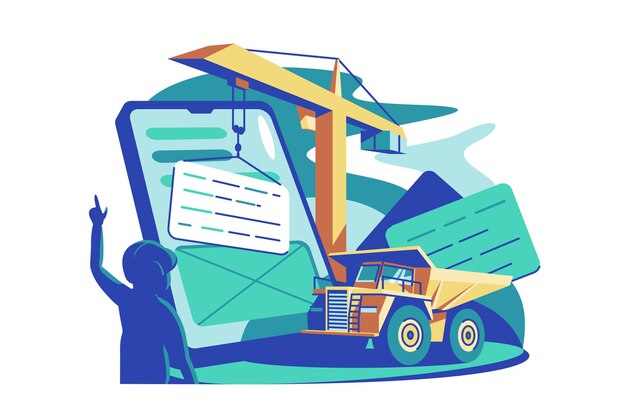 Ilustración de vector de herramienta de construcción de servicios en línea servicio en línea o plataforma estilo plano desarrollo de aplicaciones móviles tecnología moderna y concepto de mejora aislado