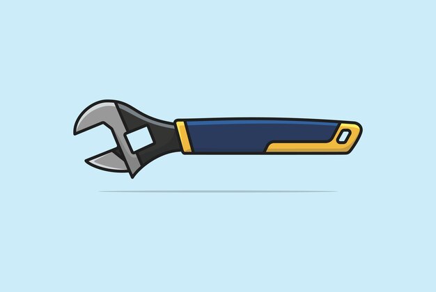 Ilustración de vector de herramienta de llave ajustable. Concepto de icono de equipo de herramienta de trabajo mecánico y plomero