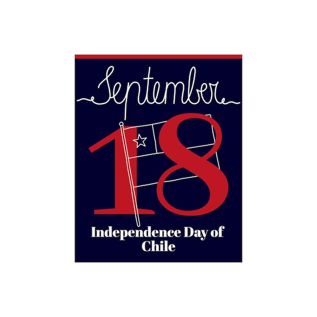 Ilustración de vector de hoja de calendario sobre el tema del Día de la Independencia de Chile el 18 de septiembre