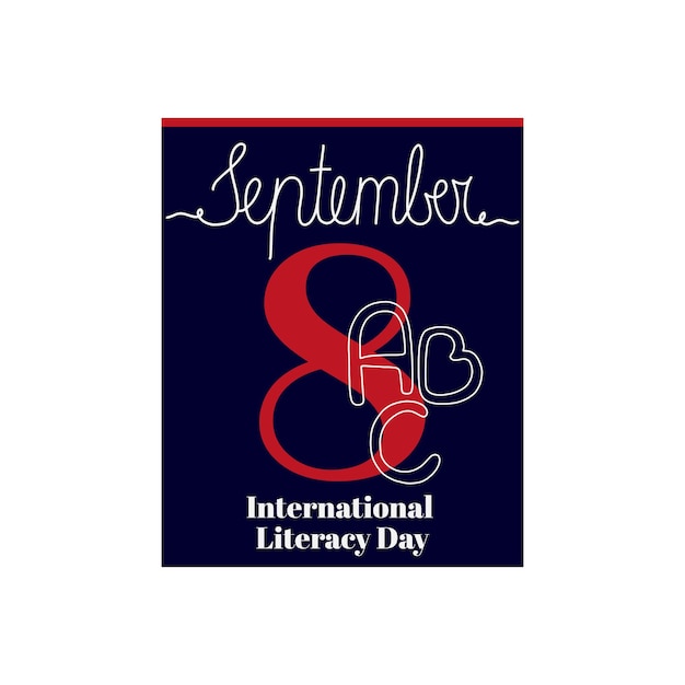 Ilustración de vector de hoja de calendario sobre el tema del Día Internacional de la Alfabetización el 1 de septiembre