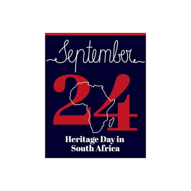 Ilustración de vector de hoja de calendario sobre el tema del Día del Patrimonio en Sudáfrica el 24 de septiembre