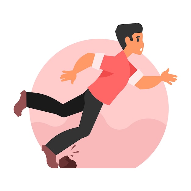 Ilustración de Vector de hombre corriendo en estilo plano aislado sobre fondo blanco