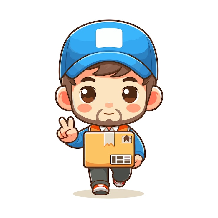 Vector ilustración de vector de hombre de entrega de dibujos animados