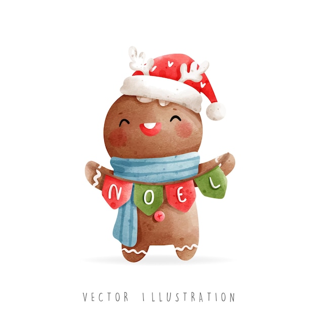 Ilustración de vector de hombre de pan de jengibre de navidad