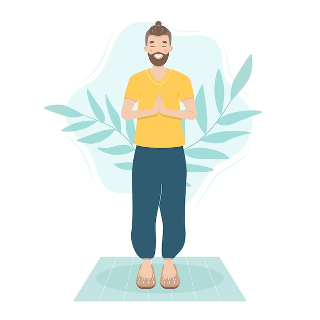 Vector ilustración de vector de hombre de pie sobre clavos. practicar yoga masculino y meditar en el tablero indio sadhu