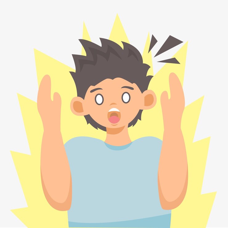 Ilustración de vector de un hombre sorprendido en estilo de diseño plano