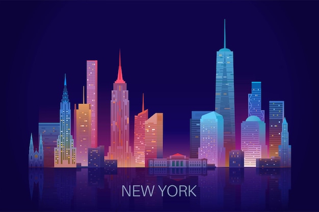 Ilustración de vector de horizonte de Nueva York.