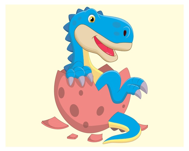 Ilustración de vector de huevo de bebé dinosaurio de dibujos animados que eclosiona
