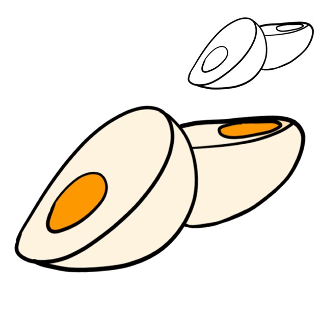 Vector ilustración de vector de huevo cocido dividido