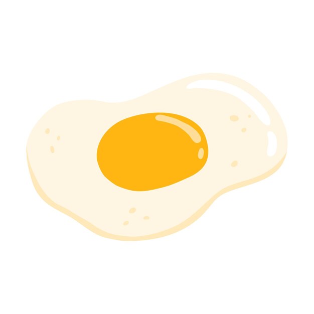 Ilustración de vector de huevo frito aislado sobre fondo blanco huevos revueltos en dibujos animados dibujados a mano