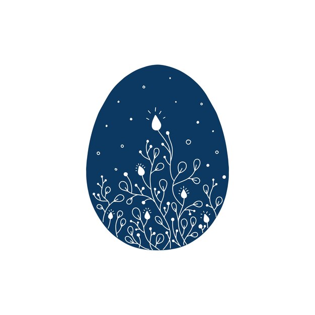 Ilustración de vector de huevo de Pascua. Huevo de Pascua decorado con adornos vegetales.