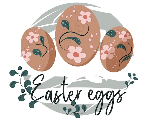 Ilustración de vector de huevos de Pascua Feliz día de Pascua con huevos de Pascua imagen de archivo