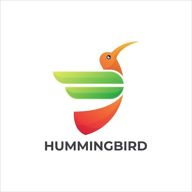 Ilustración Vector Humming Bird Gradiente Estilo colorido