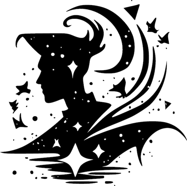 Ilustración de Vector de icono aislado blanco y negro mágico