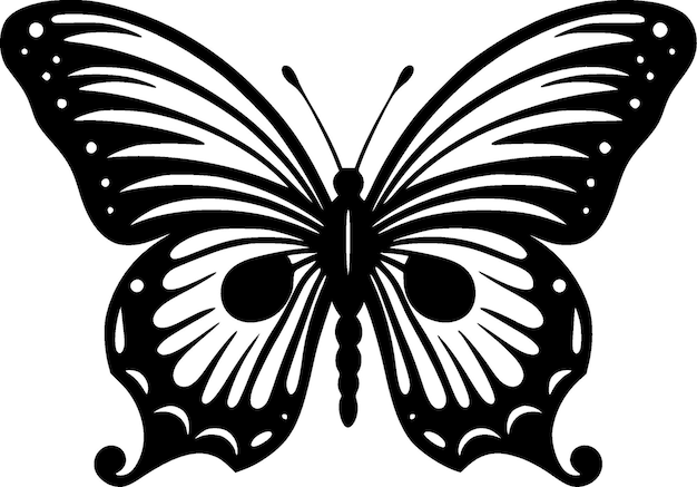 Ilustración de vector de icono aislado blanco y negro de mariposa