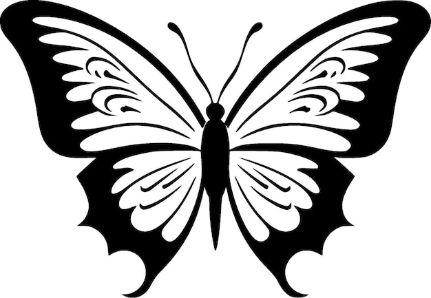 Ilustración de vector de icono aislado blanco y negro de mariposa