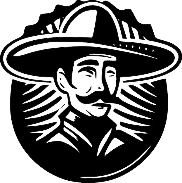 Ilustración de Vector de icono aislado blanco y negro mexicano