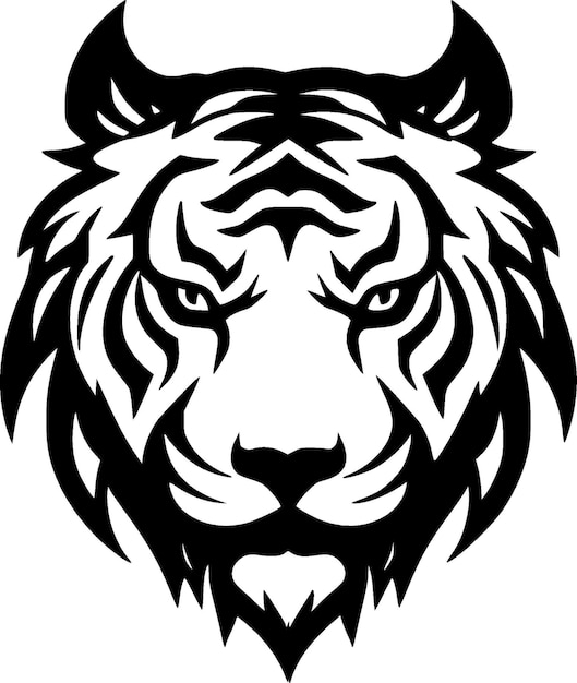 Ilustración de Vector de icono aislado blanco y negro de tigre