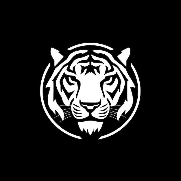 Ilustración de Vector de icono aislado blanco y negro de tigre