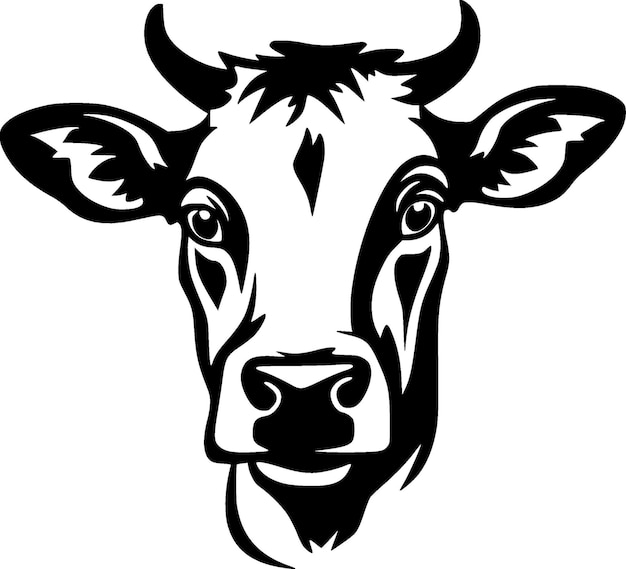 Ilustración de Vector de icono aislado blanco y negro de vaca