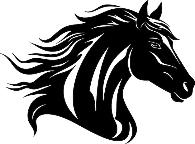 Ilustración de vector de icono aislado de caballo negro y blanco