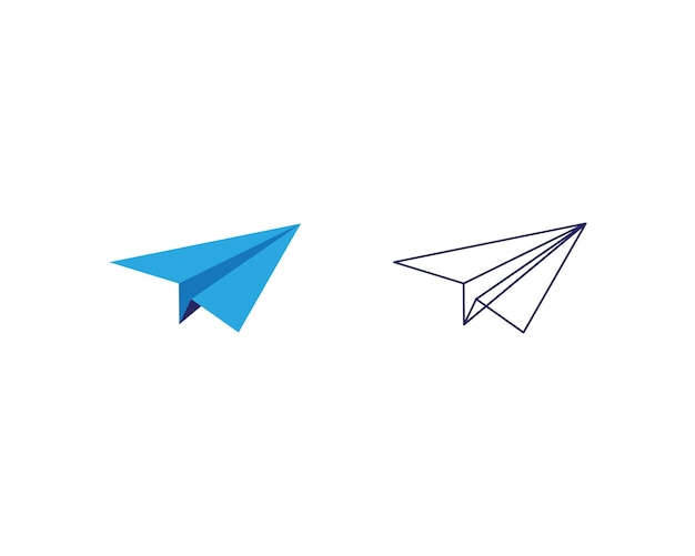 Ilustración de vector de icono de avión de papel