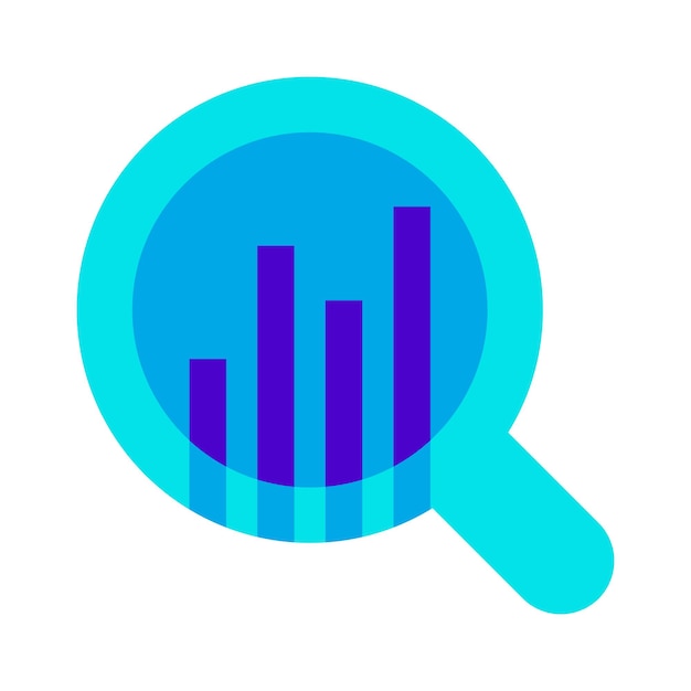 Ilustración de vector de icono azul de botón de búsqueda analítica de datos