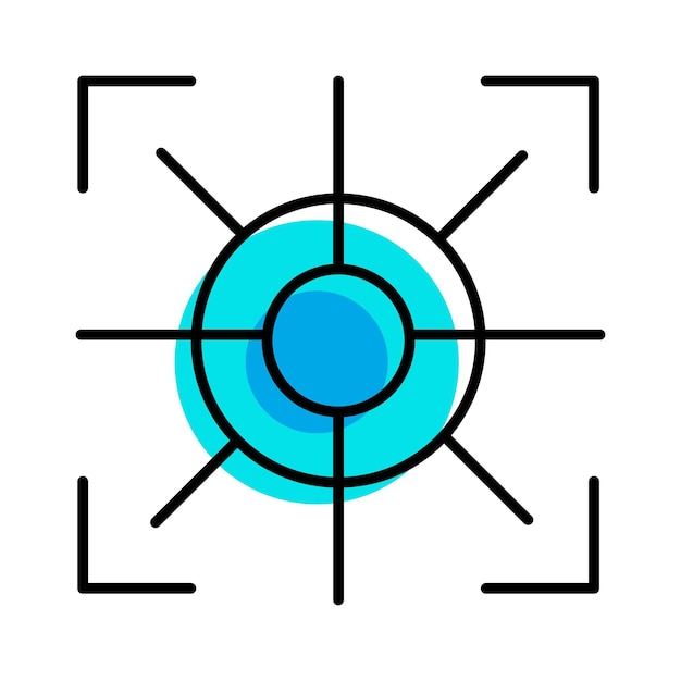 Ilustración de vector de icono azul de esquema de enfoque objetivo