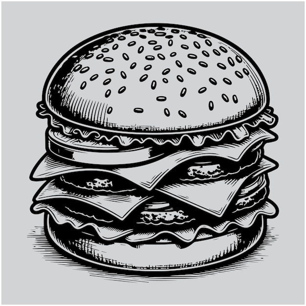 Ilustración del vector del icono del boceto de la hamburguesa