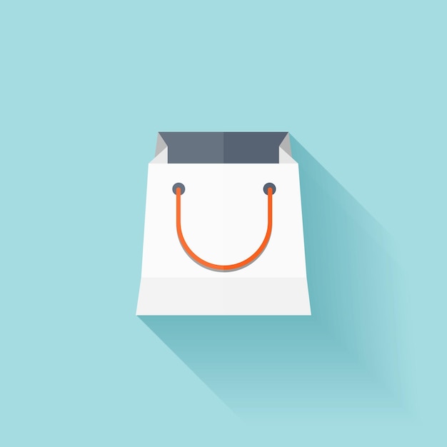 Ilustración de vector de icono de bolsa de compras plana