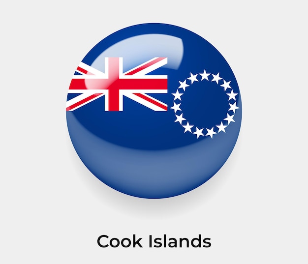 Ilustración de vector de icono de burbuja brillante de bandera de Islas Cook