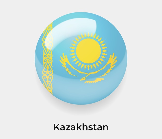 Ilustración de vector de icono de burbuja brillante de bandera de kazajstán