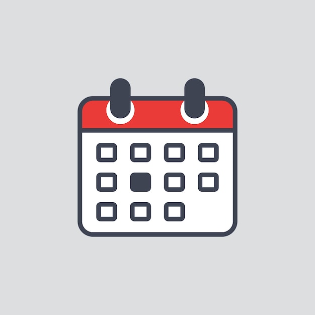 Ilustración de vector de icono de calendario Fecha en concepto de signo de horario de fondo aislado