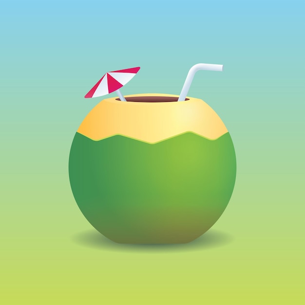 ilustración de vector de icono de dibujos animados de jugo de coco