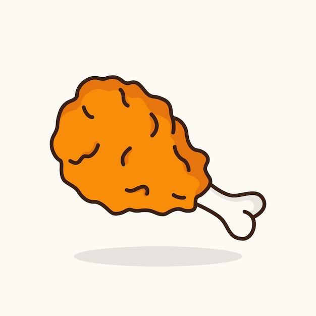 Ilustración de vector de icono de dibujos animados de pollo frito lindo Ilustración de concepto de icono de comida adecuada para imágenes prediseñadas de etiqueta de logotipo de icono