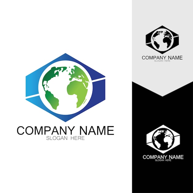 Ilustración de vector de icono de diseño de logotipo de globo digital 3D Este logotipo es adecuado para tecnologías mundiales de empresas globales y agencias de medios y publicidad
