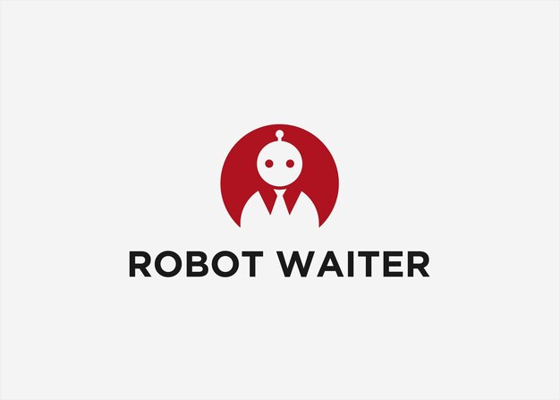 Ilustración de vector de icono de diseño de logotipo de robot de camarero