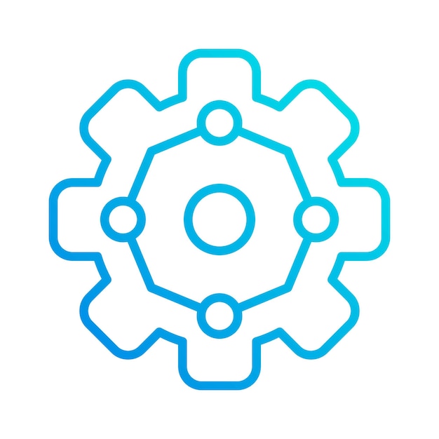 Ilustración de vector de icono de esquema de gradiente de automatización de sistema de engranajes