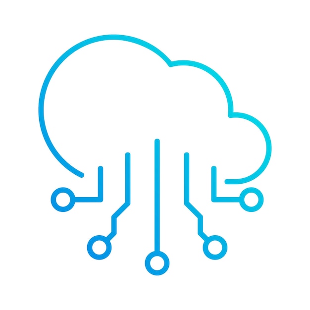 Ilustración de vector de icono de esquema de gradiente de automatización de sistema en la nube