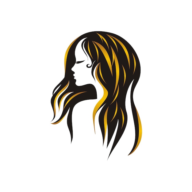 Ilustración de vector de icono de estilo de pelo de mujer, logo mujer sobre fondo blanco